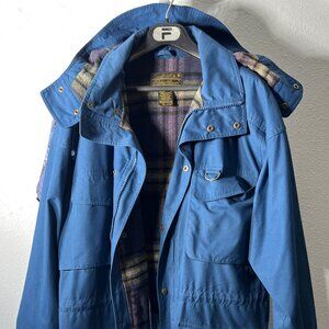 VTG 90s Eddie Bauer Wool-Lined Mountain Parka Heavy Blue Jacket w Fleece SZ Lrg